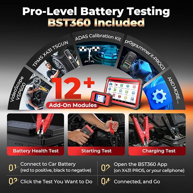 Launch X431 Scanner PRO5 J2534 Pr0gram ECU Coding, Topology, 60+ Services, Bi-Directional All System Scan Tool, CANFD DOIP, 200+ Brands, Guided Functions, 10+ High-end Features