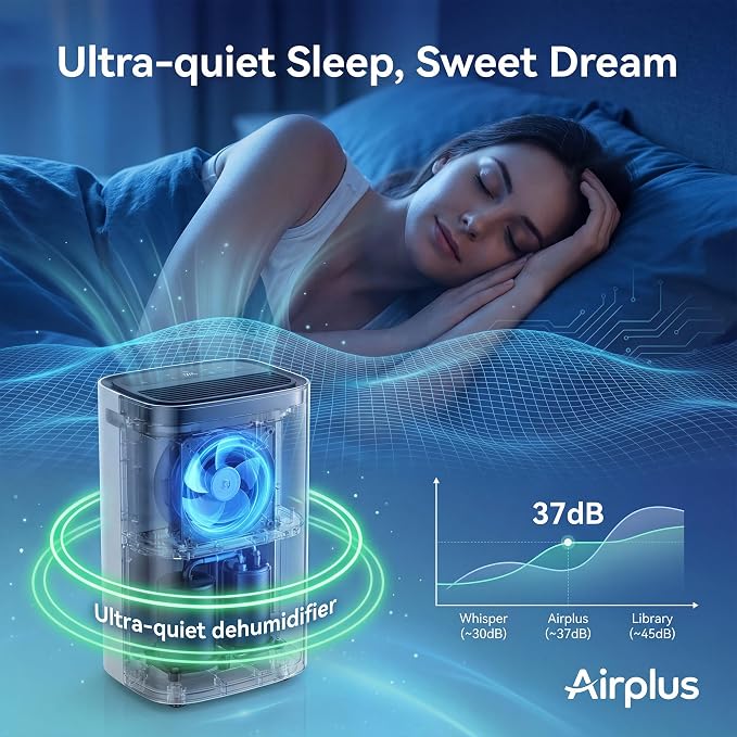 AIRPLUS 2500 Sq.Ft Dehumidifier for Basement, 30 Pints Dehumidifiers for Home with Drain Hose, Quiet Smart Humidity Control for Bedroom, Bathroom with Auto Shut Off, Dry Clothes, 24H Timer