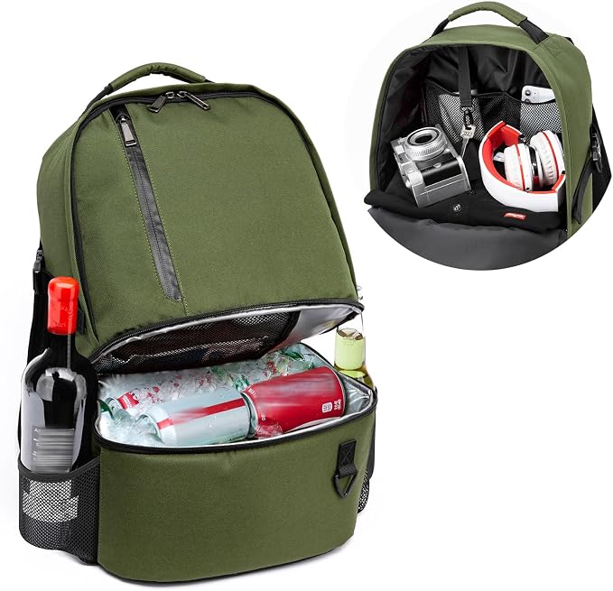 TUGUAN Insulated Cooler Backpack 38 Cans Double Deck Leakproof Lightweight Soft Lunch Backpack Small Cooler Bag Beach Picnic