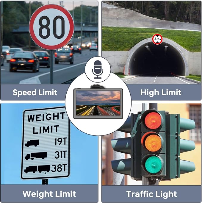 GPS Navigator for Car with 2025 Maps Free Lifetime Update, 7 Inch Car GPS Navigation System for Truck Commercial Drivers with POI/ZIP Search, Voice Turn Guidance, Speedcam Light Alerts, FM, 7 Vehicles
