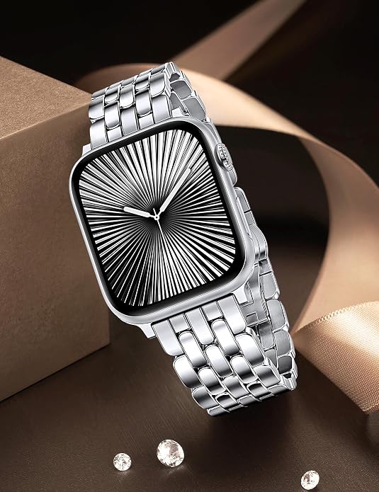 TOYOUTHS Designer Vintage Dressy Bracelet for Apple Watch Band Women 42/40/41/38/44/45/46/49mm, Stainless Steel Elegant Luxury Metal Strap for iWatch Series 11 10 9 8 7 6 5 4 SE/Ultra 3 2 1