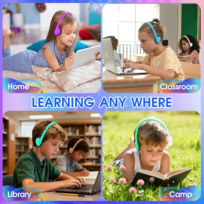 Kids Headphones Bulk 8 Pack for Classroom School Students Children Toddler Boys Girls Teen and Adult(HLY002,8 Colors)