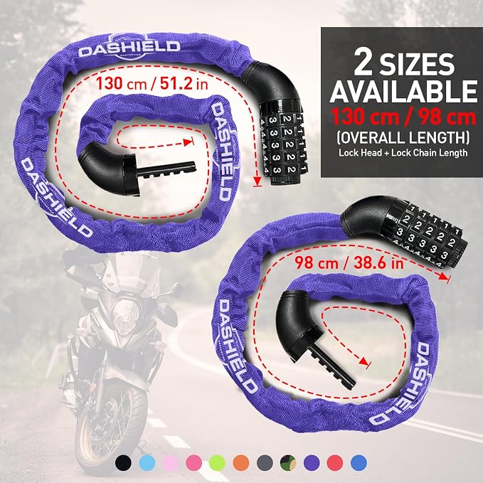 Bike Chain Lock Security 5 Digit Resettable Combination, 51.2 inches Heavy Duty Anti Theft Lock Chain for Bicycle, Motocycle, Scooter, Gate, Fence (Purple, 4.2ft)