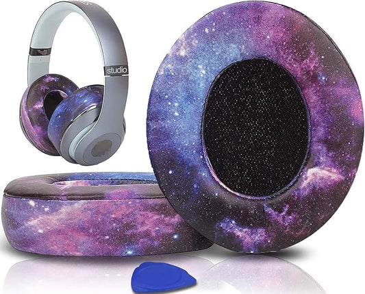 SoloWIT Replacement Ear Pads Cushions for Beats Studio 2 & Studio 3 Wired & Wireless Headphones, Earpads with Soft Protein Leather, Noise Isolation Memory Foam, Added Thickness - Galaxy