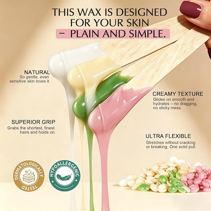 GIRLEARLE White Digital Waxing Kit for Women and Men Sensitive Skin, Wax Warmer Hair Removal at Home with Wax Beads & Silicone Pot, Target Different Types of Brazilian Bikini, Facial, Leg, Full body
