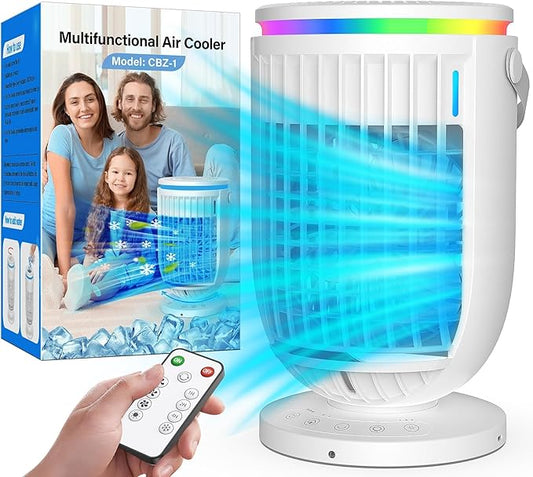 Portable Air Conditioners Fan with 120° Rotating Function,JYew Evaporative Mini Room Air Conditioners,Portable AC Unit Air Cooler with 4 in 1 Humidifier Fan Conditioner,AC Portable for Bedroom Office