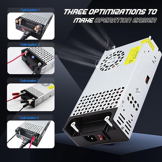 AC to DC 12V 30A 360W Power Supply, Silver, 1 Item, Switching Universal Regulated Converter, AC 110V 220V to DC 12V, SMPS Transformer Driver Adapter for LED Strip Light, CCTV Camera, RV