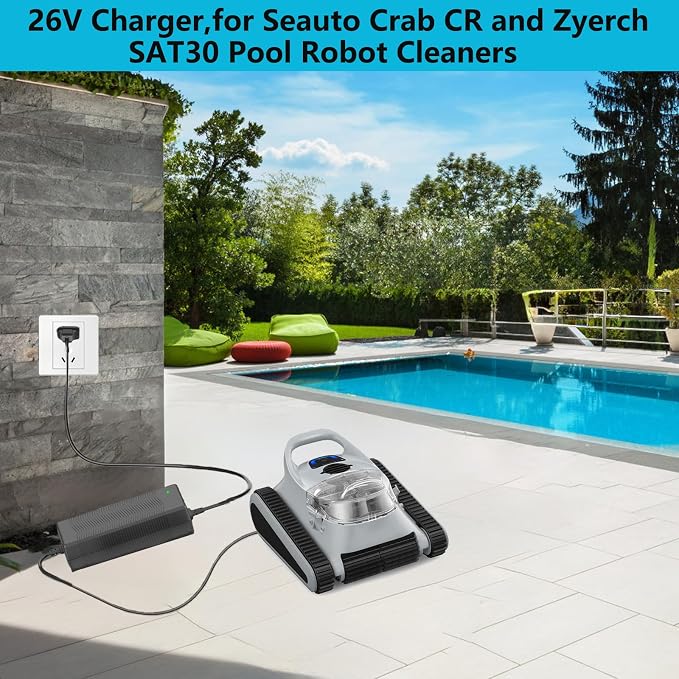 26V Charger, for 21.6V Batteries Suitable Compatible with Seauto Crab CR and Zyerch SAT30 Robotic Pool Cleaner Battery Charging Power Adapter Cables