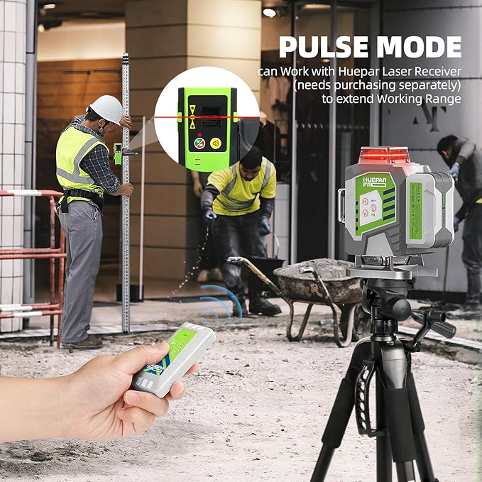 Huepar Pro Laser Level, 16 Lines Self-Leveling 4x360 Red Beam Cross Line Laser Tool, High Accuracy Professional 4D Tiling Floor Laser Level with Rechargeable Li-ion Battery & Hard Carry Case, ZK04CR