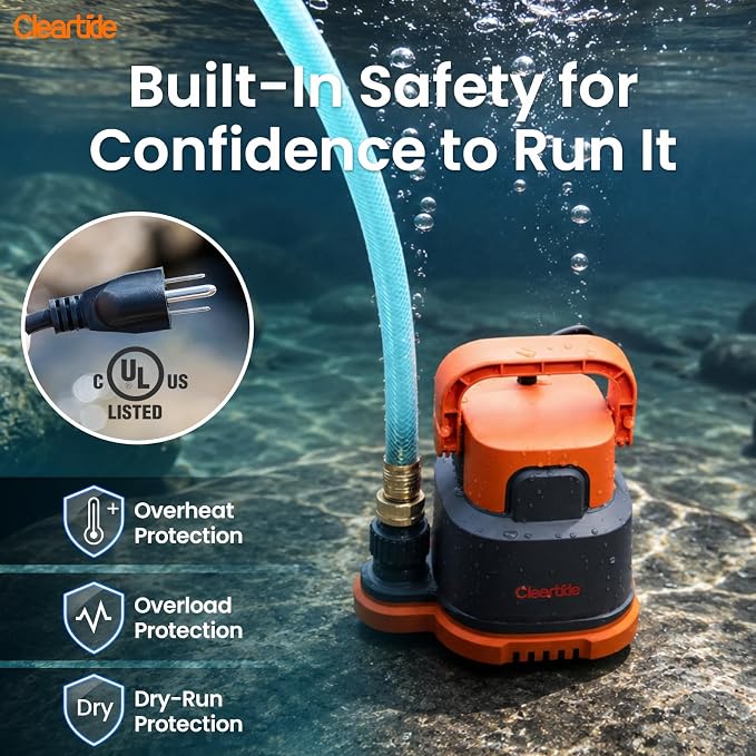Submersible Utility Water Pump, 2400 GPH Portable Sump Pump with Copper Motor, Plug and Work for Pond, Garden Watering, Pool Transfer, Hot Tub Emptying