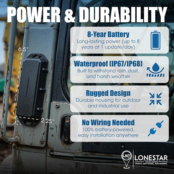 Lonestar Tracking Barra GPS – 4G & 5G GPS Tracker for Vehicles, Trucks, Trailers & Assets, Long Battery Life, Rugged IP68 Waterproof, Tamper Alerts, Adaptive Real-Time Tracking (Low Cost Subscription)