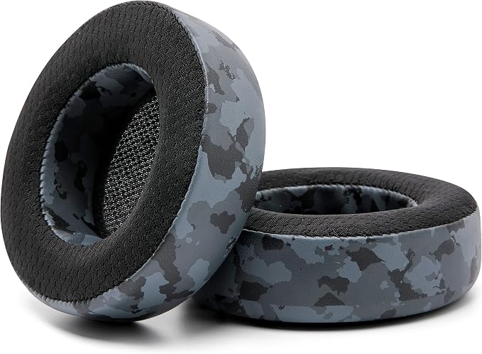 WC Freeze Virtuoso - Hybrid Fabric Cooling Gel Replacement Earpads for Corsair Virtuoso Gaming Headset, Made by Wicked Cushions, Improved Durability, Thickness and Sound Isolation | Black Camo