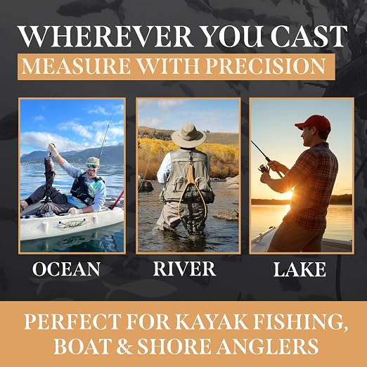 Roll-up & Slap-on Premium Fishing Tape Measure - Easy-to-Read Catch and Release Fish Measuring Device for Boat & Kayak Accessories - Compact & Extendable Fish Ruler (Gold - 24" Inches)