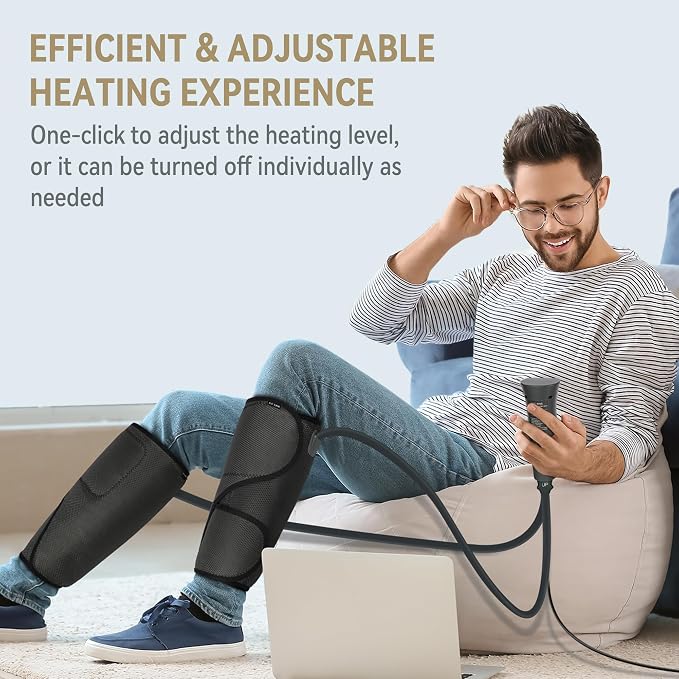 FIT KING Air Compression Leg Massager with Heat - Great Gift for Wife Mom Dad