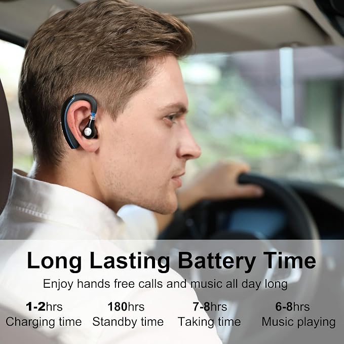 Bluetooth Headset, Wireless Earpiece V5.0 Bluetooth Earpiece Ultralight Hands Free for Business/Office/Driving/Sporting