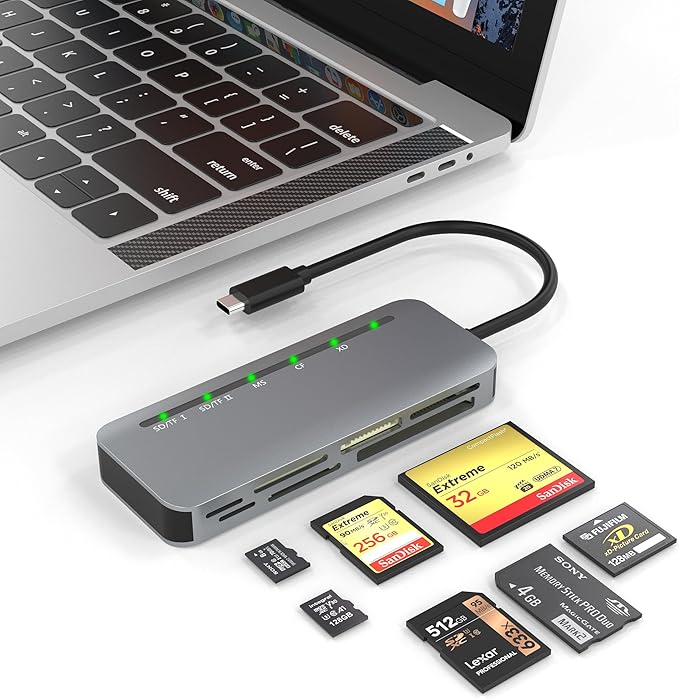 USB C Memory Stick Pro Duo Card Reader 5Gbps - 7in1 XD Card Reader, SD Card Reader USBC for SD/TF/CF/XD/MS, High Speed Aluminum Multi Card Reader for Camera, Phone 15 16, Tablet, Laptop, Android