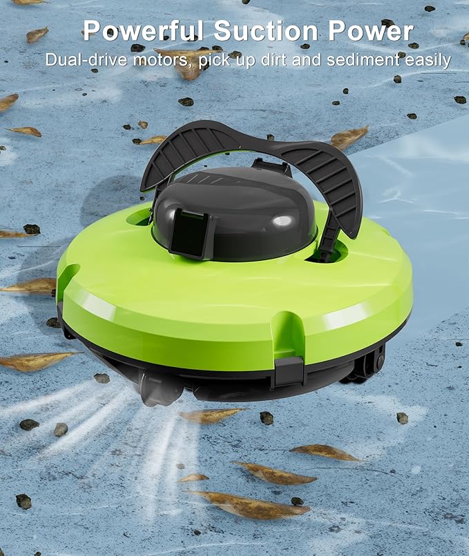 Upgrade Robot Pool Vacuum for Above Ground Pool, Cordless Robotic Pool Cleaner Dual Motors, 120 Mins Runtime, Auto-Dock, Automatic Pool Vacuum Cleaner for In-Ground Flat Pools Up to 1000 Sq.Ft