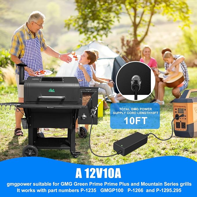 12V 10 Amp Power Supply Converter Adapter Plug Compatible with GMG Green Mountain Grills Davy Crockett Power Converter Adapter Style P-1001 GMG-ADP10A GMGADP10A