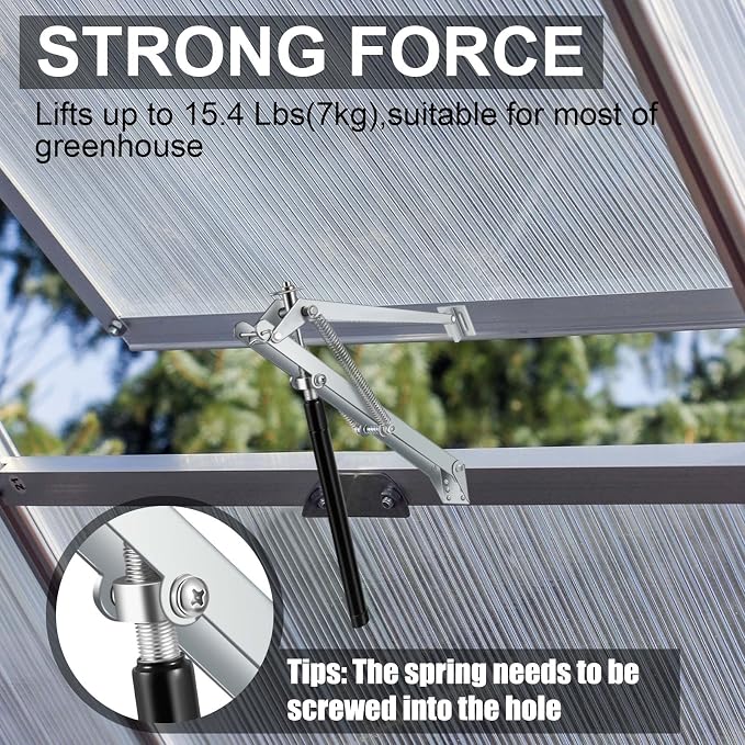 Amylove 2 Pcs Dual Spring Automatic Roof Vent Opener Greenhouse Accessories Solar Greenhouse Heater Sensitive Ventilation Kit Automatic Window Vent Opener Replacement for Gardening