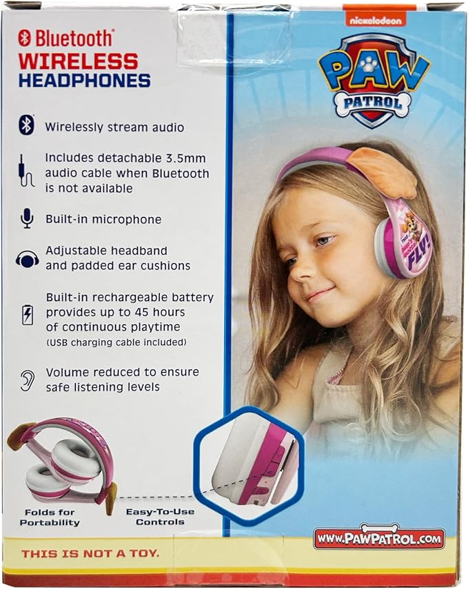 Paw Patrol Bluetooth Headphones for Kids, Wireless Headphones Skye Liberty