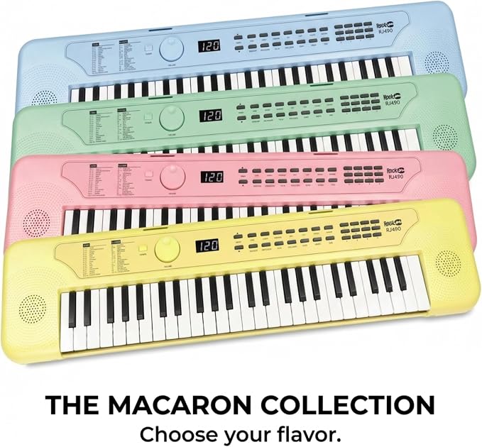 RockJam 49 Key Keyboard Piano, Portable Electronic Music Keyboard with Speakers, USB-C Power or Battery Operation, Headphone Input, 200 Tones, 200 Rhythms, Note Stickers & Lessons