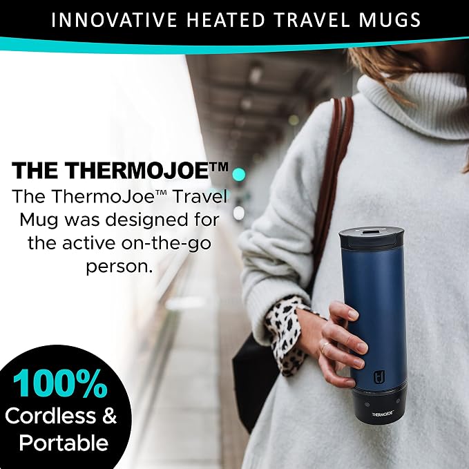 Thermojoe 16 Oz. Rechargeable Heated Smart Travel Mug for Coffee and Tea with Temperature Control