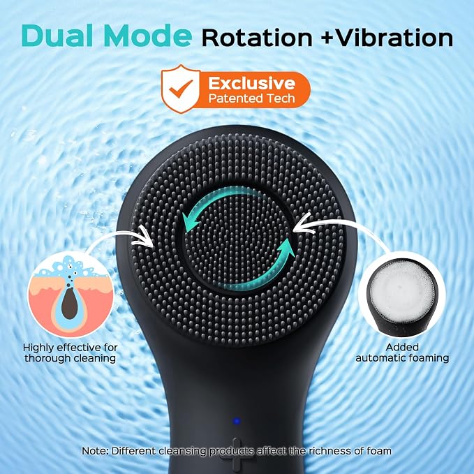 COSLUS Facial Cleansing Brush Silicone Face Scrubber:Electric Exfoliating Silicone Electric Exfoliator Scrubber