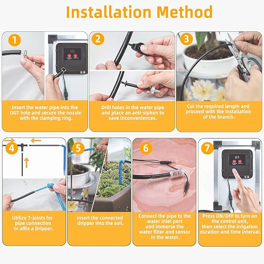 RISINGUP Solar Drip Irrigation System for 30 Potted Plants Outdoor Garden | Automatic Plants Watering System with Anti-Siphoning Device, Programmable Smart Watering for Garden, Balcony, Greenhouse