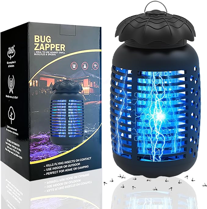 Bug Zapper Outdoor, Mosquito Zapper Electric, Insect Fly Traps Indoor Instant Killing Grid Plug in, 100-120V, Bug Mosquito Killer with 15W Bulb for Patio Garden Backyard Home