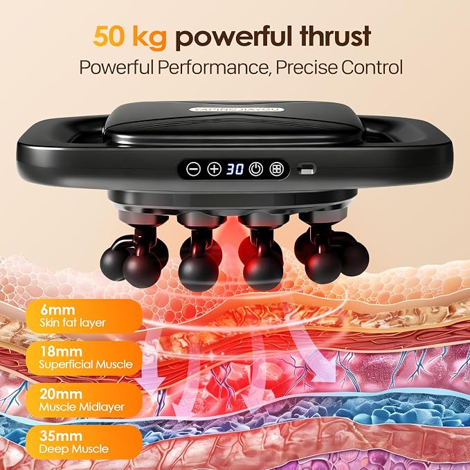 20-Head Massage Gun Set, Deep Tissue Percussion Massager with 3 Modes & 30 Intensities, Muscle Massager Pain Relief Portable Massage Gun for Back/Legs/Waists (Black, 20-Head)