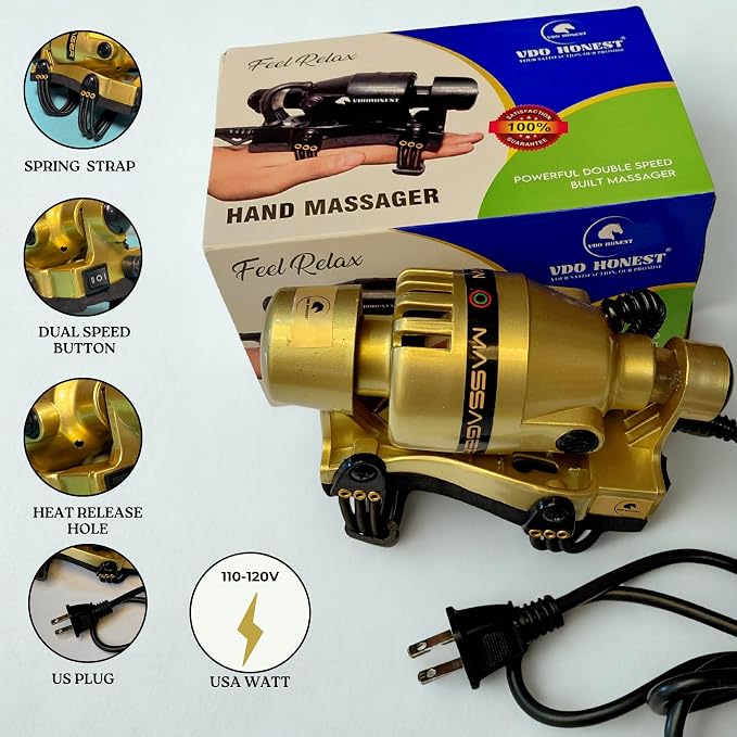 Powerful Double Speed Floating Action for Full Body Massager Corded Electric Powered, Barber Massager Gold