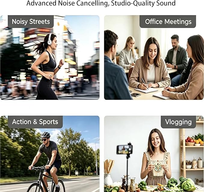 Wireless Lavalier Microphone for iPhone/Android/Camera, Mini Lapel Mic with 2 TX + 1 RX + Charging Case, Noise Cancelling, 48H Battery, 250M Range, Plug-Play for Vlogging Live Streaming