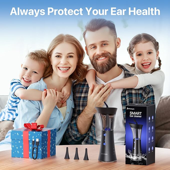 Ear Wax Removal Kit with 200ml Dual Tank, IPX6 Waterproof Ear Cleaner for Home Use, 4 Modes & Warm Water Temperature Sensor