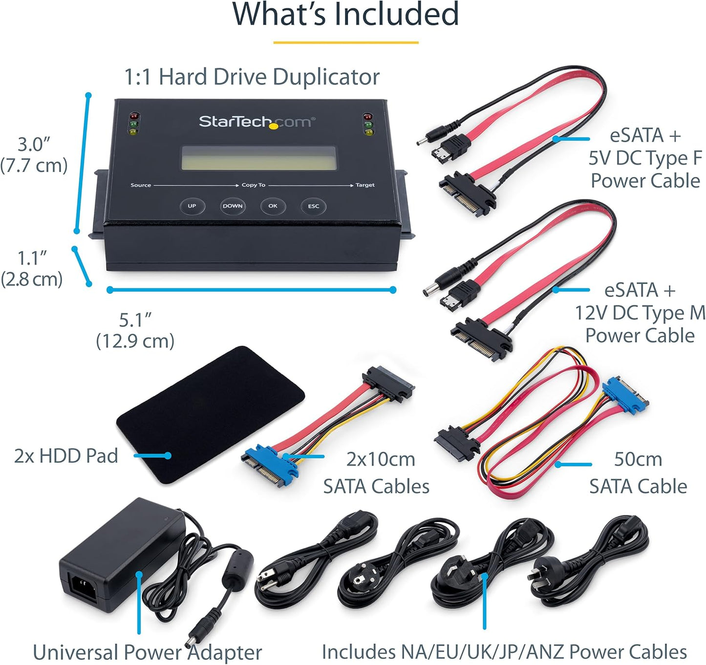 StarTech.com 1:1 Standalone Hard Drive Duplicator with Disk Image Manager For Backup and Restore, Store Several Disk Images on one 2.5/3.5" SATA Drive, HDD/SSD Cloner, No PC Required, TAA