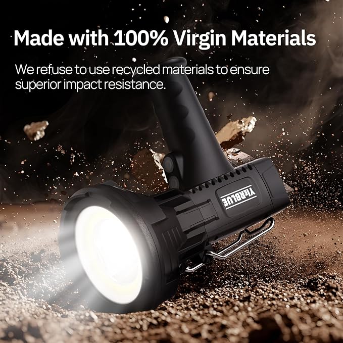 YIERBLUE Rechargeable Spotlight Floodlight Combo 2200,000 High Lumen, Super Bright IP67 Waterproof Spotlight Flashlight with COB Floodlight Runtime up to 15Hrs, with Foldable Stand and Red Lens