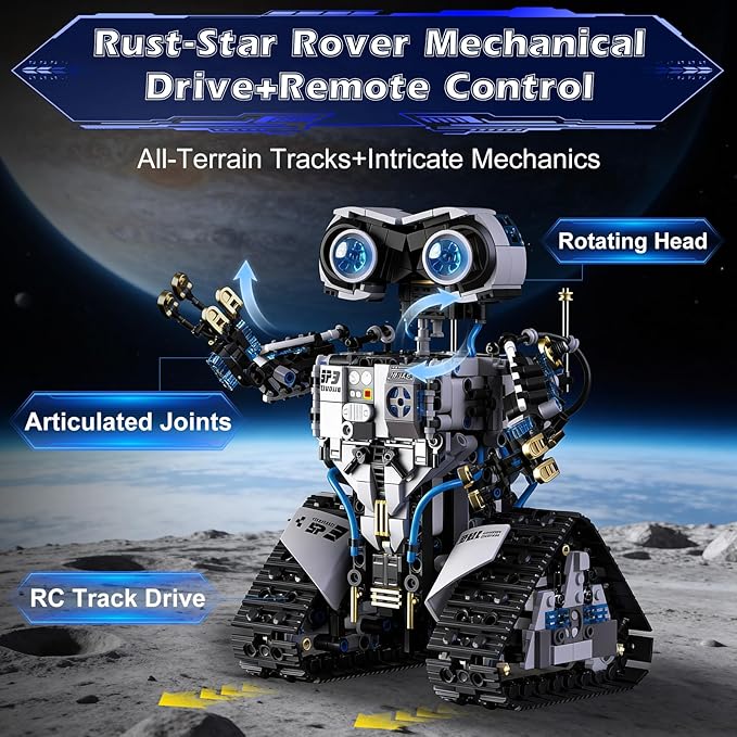 STEM Space Robot Building Kit for Kids Ages 8-12 with Remote Control, Technic Coding Robotic Toys for 8-14 Year Old Boys Girls, Buildable 2 in1 Models with 1468 PCS