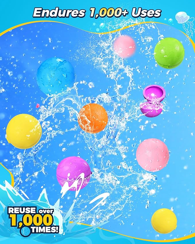 Reusable Water Balloons 24PCS - Summer Water Toys for Pool Beach & Outdoor, Self-Sealing Refillable Water Bombs for Kids Ages 3-14, Magnetic Splash Balls for Kids Fun Games & Activities