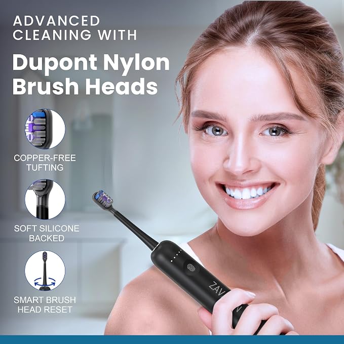 Sonic Electric Toothbrush for Adults – Oscillation & Vibration Rechargeable Power Toothbrush with 5 Modes, 6 Brush Heads & Travel Case - 30+ Days Battery Life IPX7 Waterproof- 2Min Smart Timer