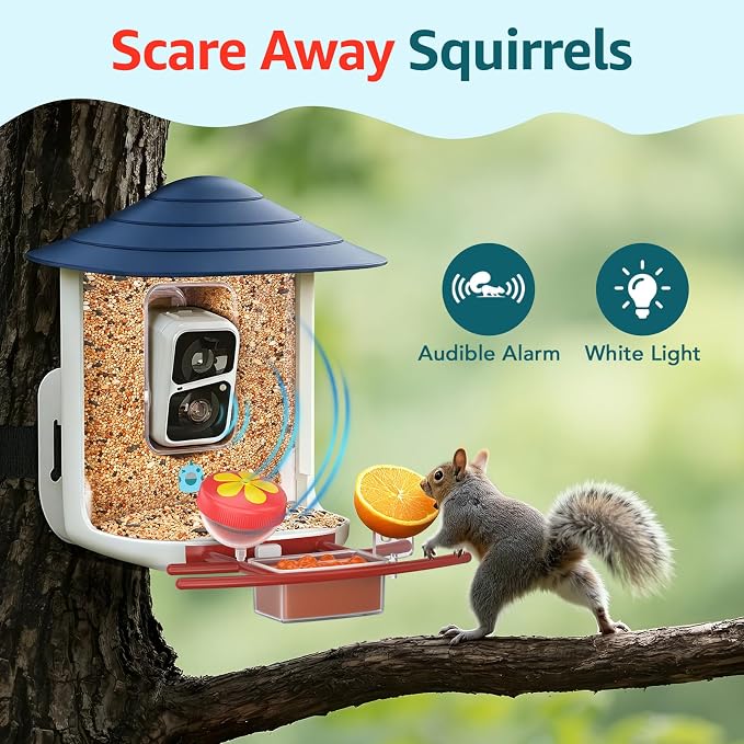 birdsnap® TUC Bird Feeder with Camera 2K HD Live with 32GB Card Auto Detect & Notify AI Identify Camera Birds Feeders Solar Powered Wireless Outdoors Backyard Gift for Mom Dad Birds Lover, 2.4G WiFi