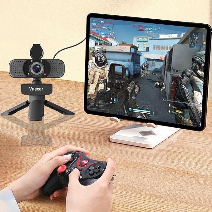 2K Webcam with Microphone, Web Camera withTripod, Dual Mics, Plug & Play Computer Camera for Online Calling, Cameras for Desktop PC or Laptop Zoom/Teams/Facetime