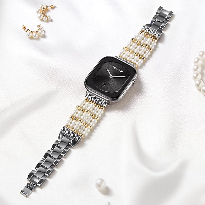 Missair Compatible with Apple Watch Band 38mm 40mm 41mm 42mm 44mm 45mm 46mm 49mm, Stainless Steel Metal Strap Women Dressy Bracelet Wristband for iWatch Series 11 10 9 8 7 6 5 4 3 2 1 SE Ultra