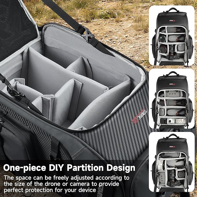 STARTRC Outdoor Backpack 40L for DJI Mavic 4 Pro/Air 3S/Avata 360/Mini 5 pro Drone and Accessories, can Accommodate 2-3 Drones or Cameras，One-piece DlY Partition Design