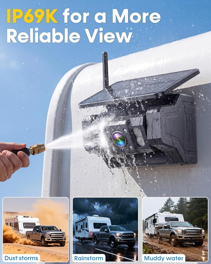 Dual Magnetic Backup Camera Wireless: Monitor 2 Areas at Once, Check Interior Hitch or Rear View While Driving & Reversing – 3-Min Setup, 7" 1080P Monitor with 20lb Magnetic Camera for RVs & Trailers