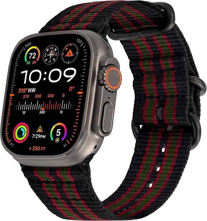 Carterjett EXTRA LARGE Hiking Trail Nylon Band - Compatible with Apple Watch Ultra 2/Ultra Band 49mm 46mm 45mm 44mm for Men Women, XL for Big Wrists, Xtra Long, Soft Braided Sturdy Weave Sport Strap for iWatch Ultra 2, iWatch Ultra Series 10 & All Mode...