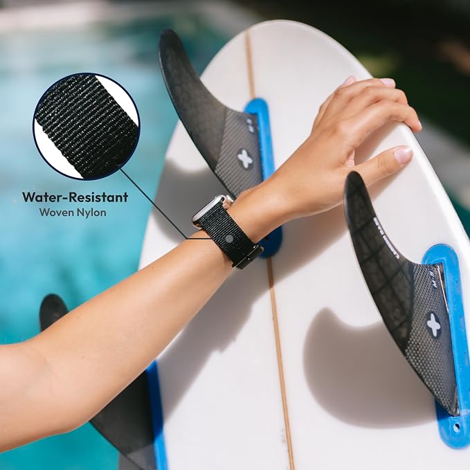 Carterjett EXTRA LARGE Hiking Trail Nylon Band - Compatible with Apple Watch Ultra 3/2/1 49mm 46mm 45mm 44mm for Men Women, XL for Big Wrists, Xtra Long, Soft Braided Sturdy Weave Sport Strap for iWatch Ultra, iWatch SE, Series 11 & All Models (Black, XL)