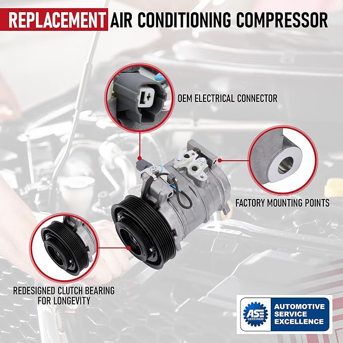 Replacement Car AC Compressor By AA Ignition - Compatible with Honda Accord Vehicles 2003-2007 2.4L - Replaces Part Numbers 28003C, 10345430, 10349951, 2041606-03, 04, 05, 06, 07