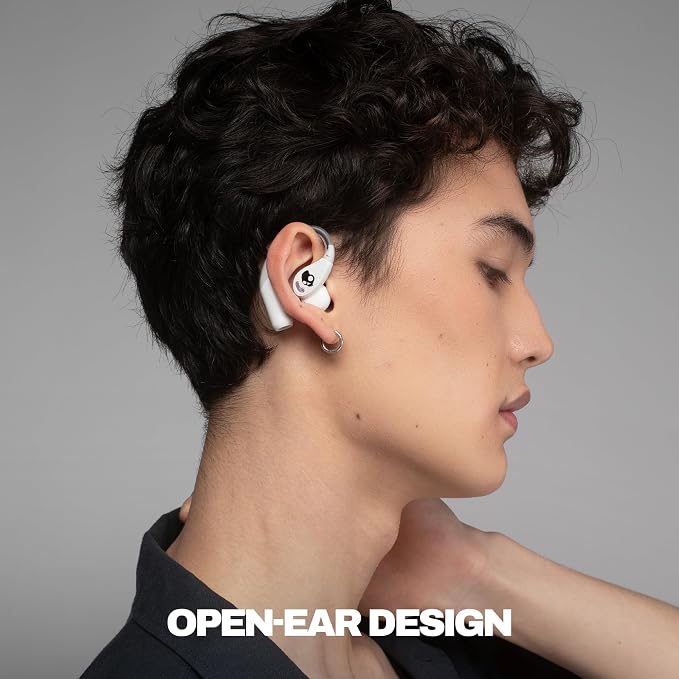 Skullcandy Push 540 Open Wireless Open-Ear Bluetooth Earbuds, Headphones, Sweat and Water Resistant, 42 Hours Battery, Detachable Neckband, Secure Fit, Microphone for iPhone Android - Bone
