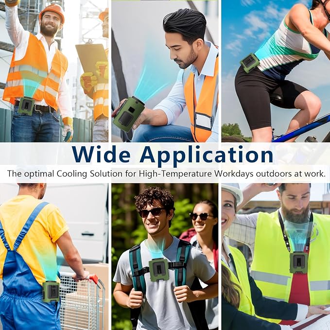 Gewanolla Waist Fan, Portable Fan Rechargeable,4 Speeds 13000RPM Strong Airflow, belt fan with up to 22H of Working Time,Wearable Hands-Free Neck Fan for Outdoor, Hiking,Jobsite, Farms