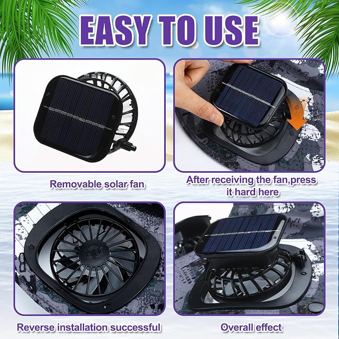 Chuarry Wide Brim Sun Hat with 2 Solar Fans and Neck Flap Outdoor Solar Powered USB Charging Bucket Fishing Hat for Men Women
