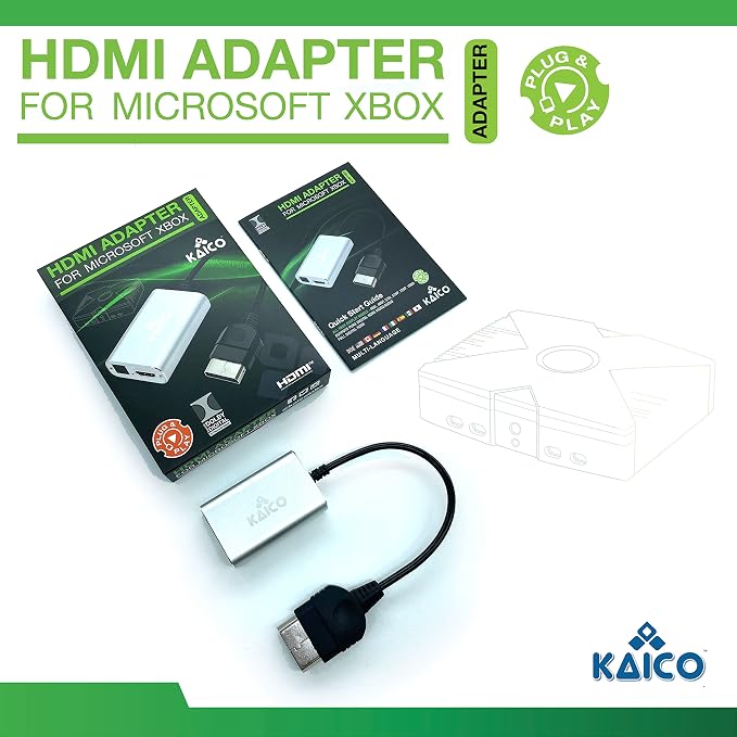 Kaico Original Xbox HDMI Adapter, Xbox2HDMI with Toslink Optical Audio | Supports 480i, 480p, 720p and 1080i, no extra power needed, component-quality video, and Dolby Digital 5.1 audio